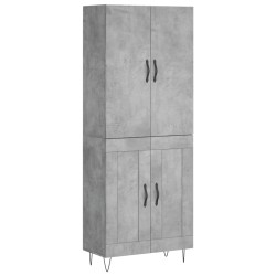 vidaXL Aparador alto madera contrachapada gris hormigón 69,5x34x180 cm