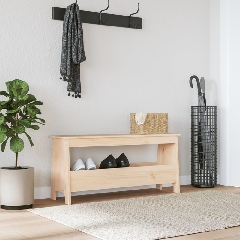 vidaXL Banco de recibidor madera maciza de pino 100x28x45 cm vidaXL Banco de recibidor madera maciza de pino 100x28x45 cm