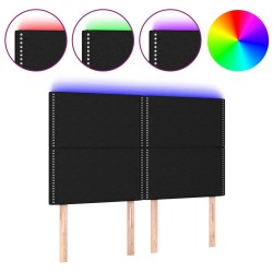 vidaXL Cabecero con luces LED tela negro 144x5x118/128 cm