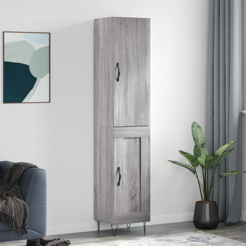 vidaXL Aparador alto madera contrachapada gris Sonoma 34,5x34x180 cm vidaXL Aparador alto madera contrachapada gris Sonoma 34,5x34x180 cm