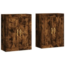 vidaXL Armarios de pared 2 uds madera de ingeniería roble ahumado