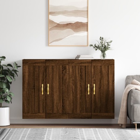 vidaXL Armarios de pared 2 uds madera de ingeniería marrón roble