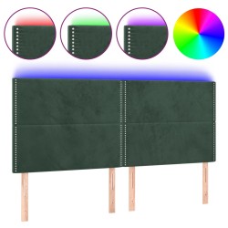 vidaXL Cabecero con luces LED terciopelo verde oscuro 160x5x118/128 cm