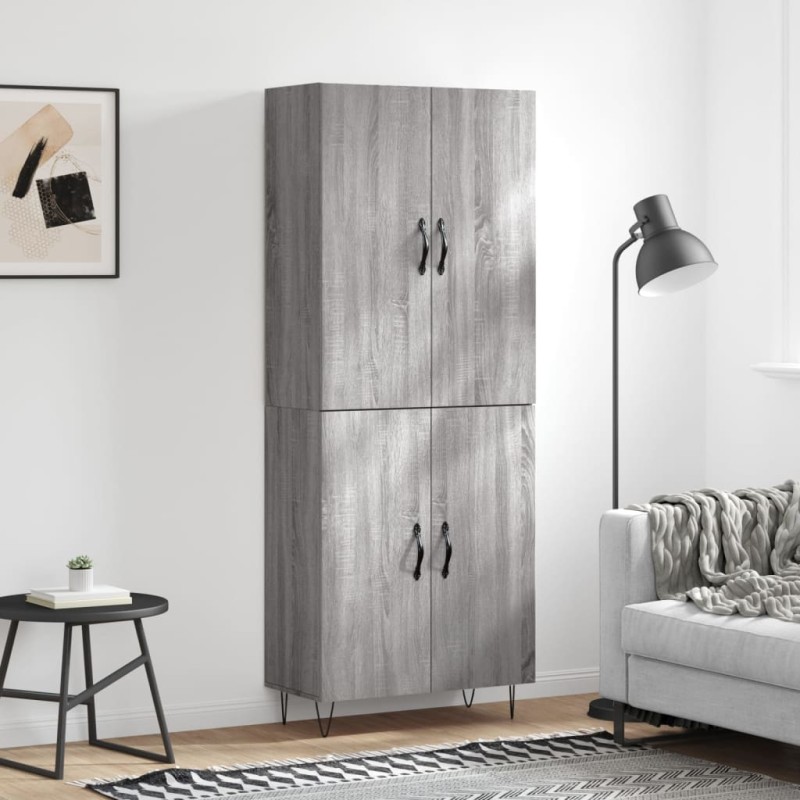 vidaXL Aparador alto madera contrachapada gris sonoma 69,5x34x180 cm vidaXL Aparador alto madera contrachapada gris sonoma 69,5x34x180 cm