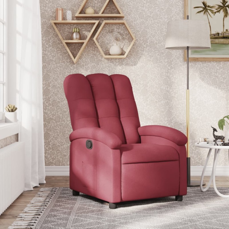 vidaXL Sillón reclinable de tela rojo tinto vidaXL Sillón reclinable de tela rojo tinto