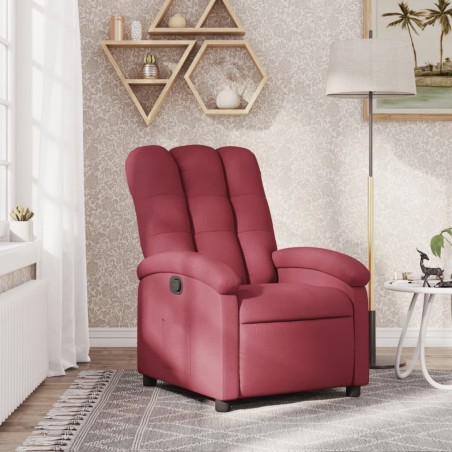 vidaXL Sillón reclinable de tela rojo tinto