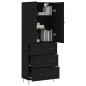 vidaXL Aparador alto madera contrachapada negro 69,5x34x180 cm vidaXL Aparador alto madera contrachapada negro 69,5x34x180 cm