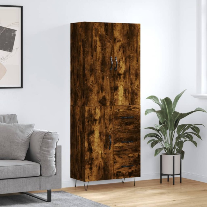 vidaXL Aparador alto madera contrachapada roble ahumado 69,5x34x180 cm vidaXL Aparador alto madera contrachapada roble ahumado 69,5x34x180 cm