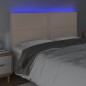 vidaXL Cabecero luces LED cuero sintético capuchino 200x5x118/128cm vidaXL Cabecero luces LED cuero sintético capuchino 200x5x118/128cm