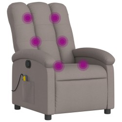 vidaXL Sillón de masaje reclinable de tela gris taupé