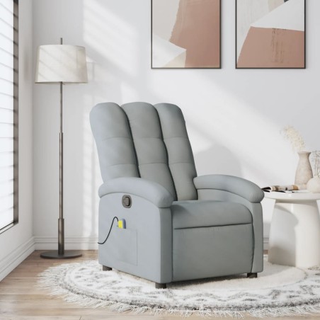 vidaXL Sillón reclinable de masaje de tela gris claro