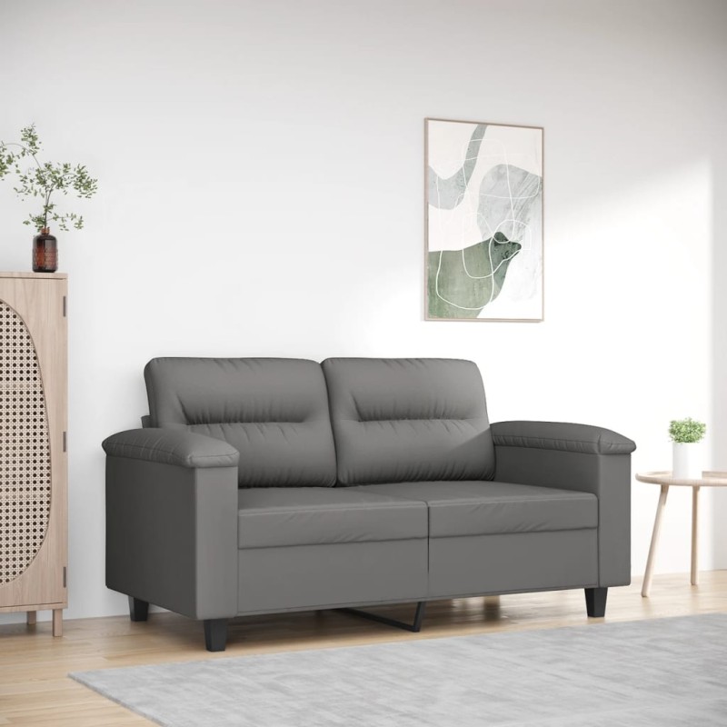 vidaXL Sofá de 2 plazas de tela de microfibra gris oscuro 120 cm vidaXL Sofá de 2 plazas de tela de microfibra gris oscuro 120 cm