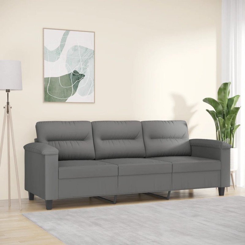 vidaXL Sofá de 3 plazas de tela de microfibra gris oscuro 180 cm vidaXL Sofá de 3 plazas de tela de microfibra gris oscuro 180 cm