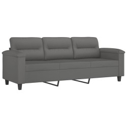vidaXL Sofá de 3 plazas de tela de microfibra gris oscuro 180 cm