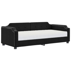 vidaXL Sofá cama con colchón tela negro 100x200 cm