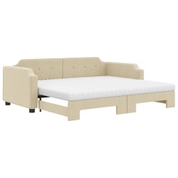 vidaXL Sofá cama nido con colchón tela crema 100x200 cm