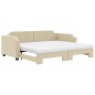 vidaXL Sofá cama nido con colchón tela crema 100x200 cm vidaXL Sofá cama nido con colchón tela crema 100x200 cm