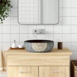 vidaXL Lavabo sobre encimera redondo cerámica marrón y negro Φ41x14 cm