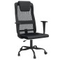 vidaXL Silla de oficina altura ajustable tela malla y cuero PE negro vidaXL Silla de oficina altura ajustable tela malla y cuero PE negro