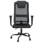 vidaXL Silla de oficina altura ajustable tela malla y cuero PE negro vidaXL Silla de oficina altura ajustable tela malla y cuero PE negro