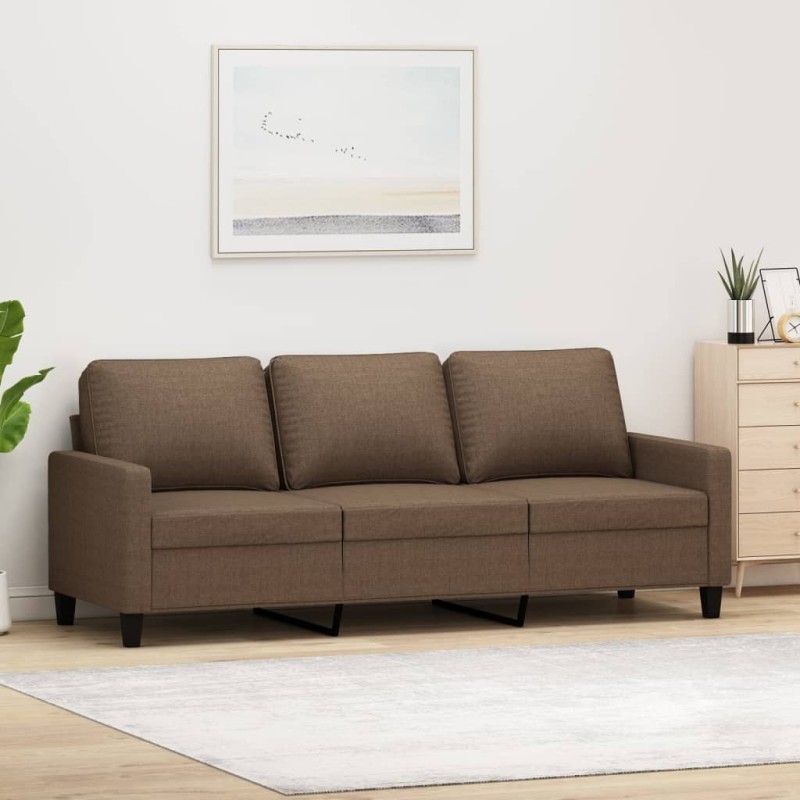 vidaXL Sofá de 3 plazas de tela marrón 180 cm vidaXL Sofá de 3 plazas de tela marrón 180 cm