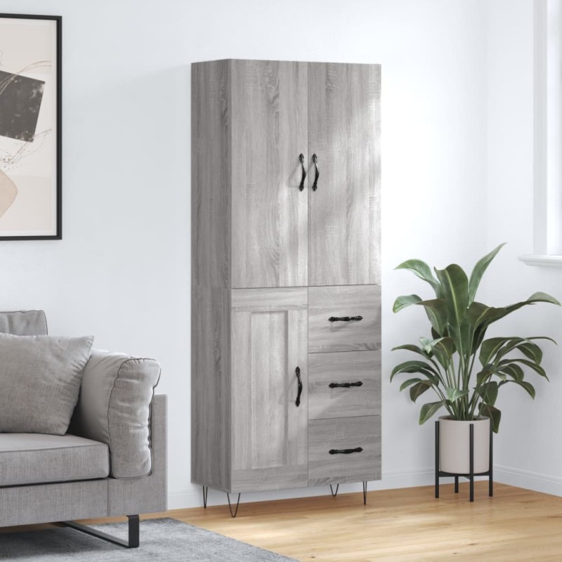 vidaXL Aparador alto madera contrachapada gris sonoma 69,5x34x180 cm vidaXL Aparador alto madera contrachapada gris sonoma 69,5x34x180 cm