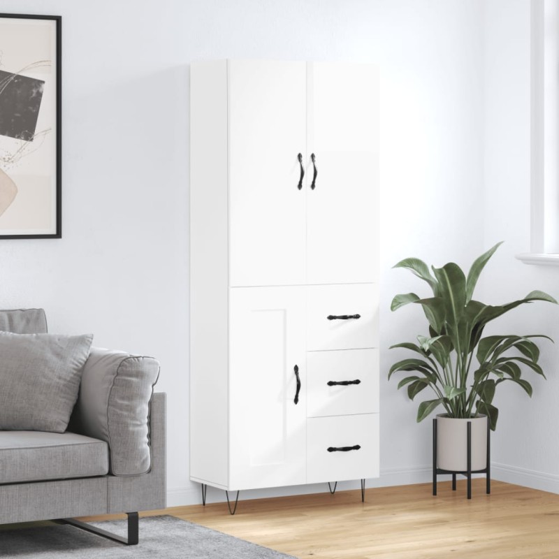 vidaXL Aparador alto madera contrachapada blanco brillo 69,5x34x180 cm vidaXL Aparador alto madera contrachapada blanco brillo 69,5x34x180 cm