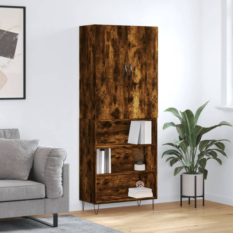 vidaXL Aparador alto madera contrachapada roble ahumado 69,5x34x180 cm vidaXL Aparador alto madera contrachapada roble ahumado 69,5x34x180 cm
