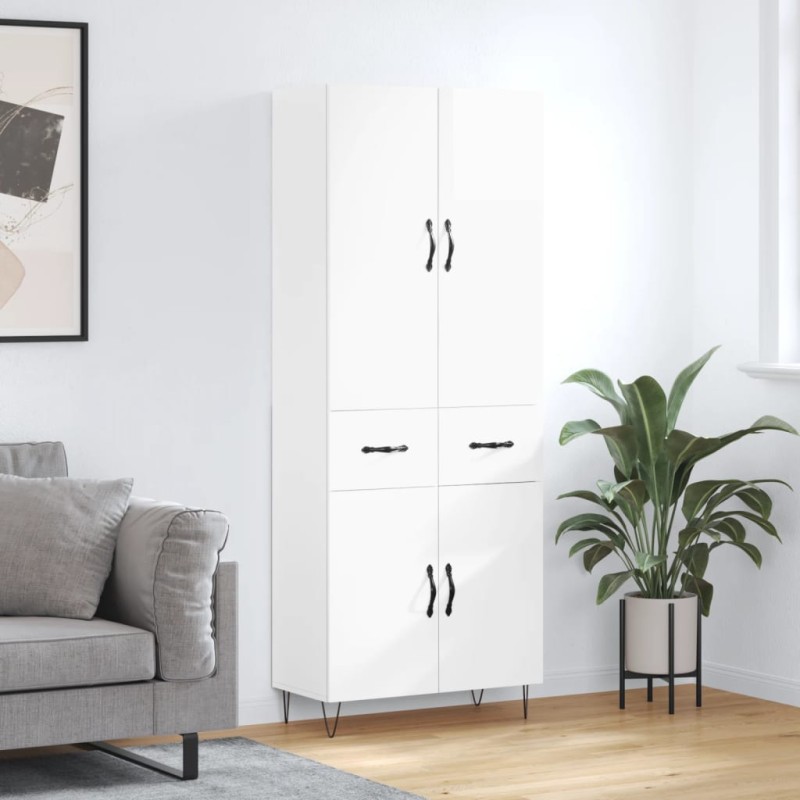 vidaXL Aparador alto madera contrachapada blanco brillo 69,5x34x180 cm vidaXL Aparador alto madera contrachapada blanco brillo 69,5x34x180 cm