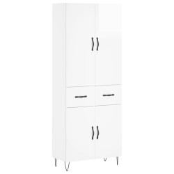 vidaXL Aparador alto madera contrachapada blanco brillo 69,5x34x180 cm