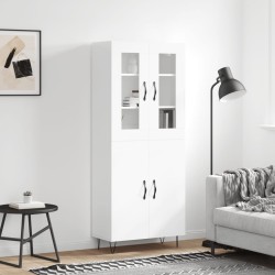 vidaXL Aparador alto madera contrachapada blanco brillo 69,5x34x180 cm
