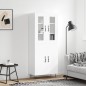 vidaXL Aparador alto madera contrachapada blanco brillo 69,5x34x180 cm