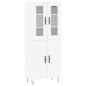 vidaXL Aparador alto madera contrachapada blanco brillo 69,5x34x180 cm
