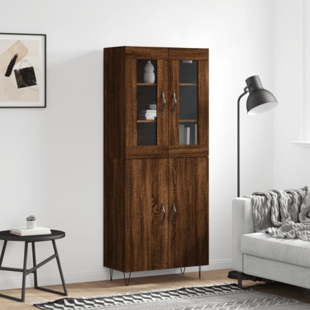 vidaXL Aparador alto madera contrachapada marrón roble 69,5x34x180 cm