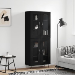 vidaXL Aparador alto madera contrachapada negro 69,5x34x180 cm
