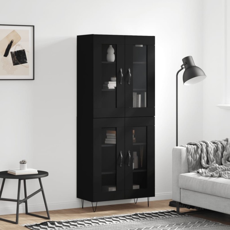 vidaXL Aparador alto madera contrachapada negro 69,5x34x180 cm vidaXL Aparador alto madera contrachapada negro 69,5x34x180 cm