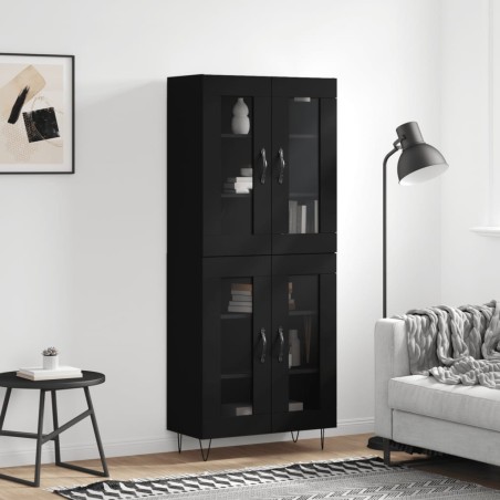 vidaXL Aparador alto madera contrachapada negro 69,5x34x180 cm