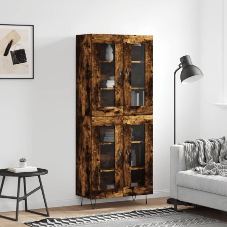 vidaXL Aparador alto madera contrachapada roble ahumado 69,5x34x180 cm