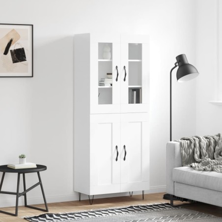 vidaXL Aparador alto madera contrachapada blanco brillo 69,5x34x180 cm