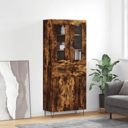 vidaXL Aparador alto madera contrachapada roble ahumado 69,5x34x180 cm