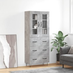vidaXL Aparador alto madera contrachapada gris hormigón 69,5x34x180 cm