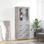 vidaXL Aparador alto madera contrachapada gris hormigón 69,5x34x180 cm vidaXL Aparador alto madera contrachapada gris hormigón 69,5x34x180 cm