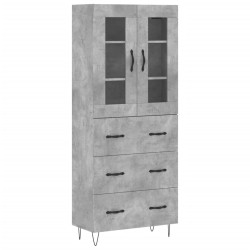 vidaXL Aparador alto madera contrachapada gris hormigón 69,5x34x180 cm