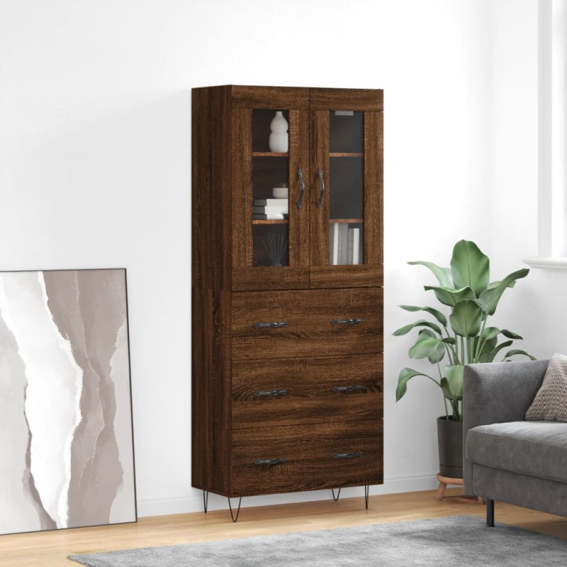 vidaXL Aparador alto madera contrachapada marrón roble 69,5x34x180 cm vidaXL Aparador alto madera contrachapada marrón roble 69,5x34x180 cm