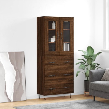 vidaXL Aparador alto madera contrachapada marrón roble 69,5x34x180 cm