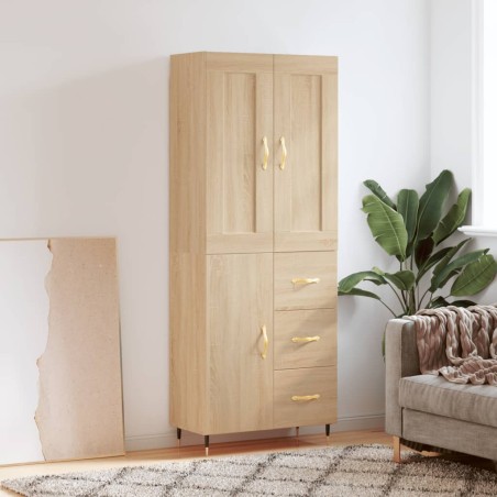 vidaXL Aparador alto madera contrachapada color roble 69,5x34x180 cm