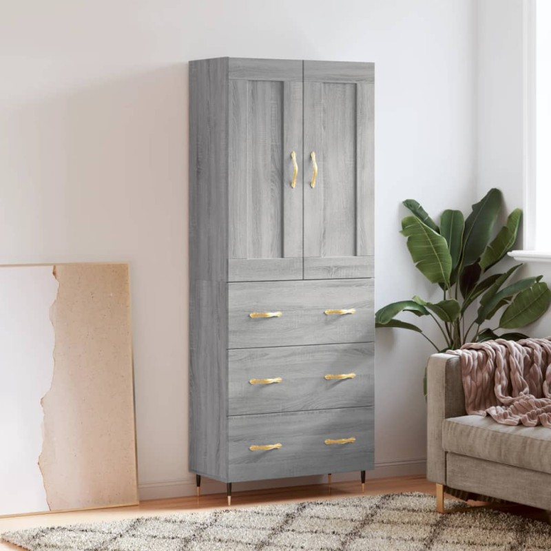 vidaXL Aparador alto madera contrachapada gris sonoma 69,5x34x180 cm vidaXL Aparador alto madera contrachapada gris sonoma 69,5x34x180 cm