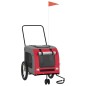 vidaXL Remolque de bicicleta mascotas hierro tela Oxford rojo gris vidaXL Remolque de bicicleta mascotas hierro tela Oxford rojo gris