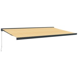 vidaXL Toldo retráctil aluminio y tela amarillo y blanco 5x3 m
