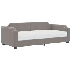 vidaXL Sofá cama con colchón tela gris taupe 80x200 cm